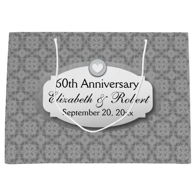 60th Anniversary Wedding Anniversary Diamond A29 Large Gift Bag (Front)
