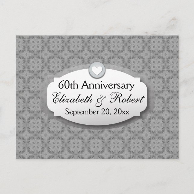 60th Anniversary Wedding Anniversary Diamond Z01 Announcement Postcard (Front)
