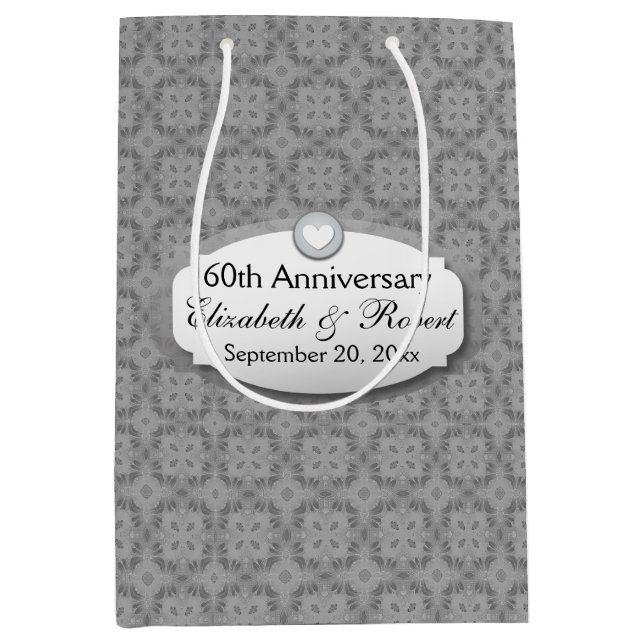60th Anniversary Wedding Anniversary Diamond Z01 Medium Gift Bag (Front)