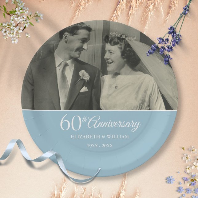 60th Anniversary Wedding Photo Diamond Paper Plate (60th Anniversary Wedding Photo Diamond Paper Plates)