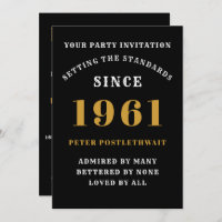 60th Birthday 1961 Black Gold Personalised For Him