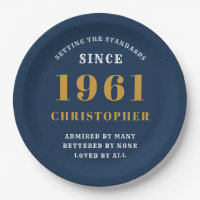 60th Birthday 1961 Blue Gold For Him Personalised
