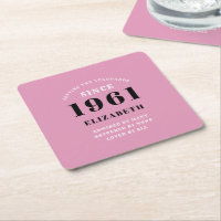 60th Birthday 1961 Pink Black lady's Personalised