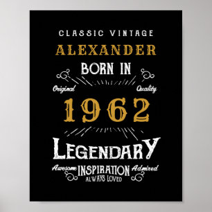 60th Birthday 1962 Add Name Legendary Black Gold Poster
