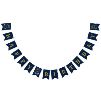 60th Birthday 1962 Blue Gold Add Name Retro Bunting