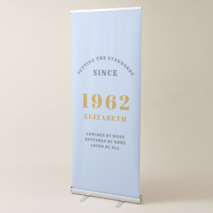 60th Birthday 1962 Elegant Gold Blue Grey Retractable Banner