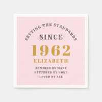 60th Birthday 1962 Elegant Gold Pink Grey