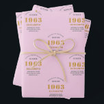 60th Birthday 1963 Add Name Pink Grey Wrapping Paper Sheet<br><div class="desc">A personalised wrapping paper design for that birthday celebration for a special person. Add the name to this vintage retro style pink and grey design for a custom birthday gift. Easily edit the name and year with the template provided. A wonderful custom birthday gift. More gifts and party supplies for...</div>