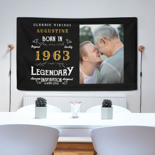 60th Birthday 1963 Legendary Black And Gold Banner