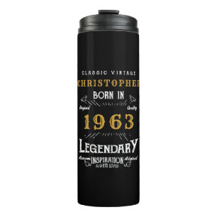 60th Birthday 1963 Legendary Black Gold Add Name Thermal Tumbler