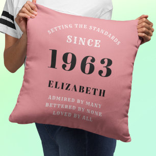 60th Birthday 1963 Pink Girly Elegant Chic Cushion