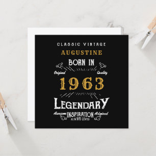 60th Birthday 1963 Retro Black Gold Greeting Card