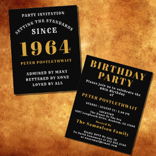60th Birthday 1964 Black Gold Personalised For Him Flyer