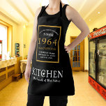 60th Birthday 1964 Name Elegant Black Gold Chic Apron<br><div class="desc">Elegant Black & Gold Chic Apron - 60th Birthday 1964 Name Personalised Kitchen & BBQ Essentials. Celebrate a fabulous birthday with style and practicality! This Elegant Black & Gold Chic Apron, personalised for those born in 1964, is the perfect accessory for the culinary enthusiast in your life. Its eye-catching design,...</div>