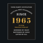 60th Birthday 1965 Black Gold Postcard<br><div class="desc">Elegant Black and Gold 60th Birthday Invitation - Create Your Own Personalised Design. Setting the stage for a remarkable celebration starts with the perfect invitation. Our elegant black and gold 60th birthday invitation is the perfect choice for this milestone event. Bathed in black for a touch of sophistication and adorned...</div>