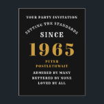60th Birthday 1965 Black Gold Postcard<br><div class="desc">Elegant Black and Gold 60th Birthday Invitation - Create Your Own Personalised Design. Setting the stage for a remarkable celebration starts with the perfect invitation. Our elegant black and gold 60th birthday invitation is the perfect choice for this milestone event. Bathed in black for a touch of sophistication and adorned...</div>