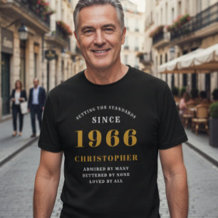 60th Birthday 1966 Add Name Black Gold Party T-Shirt
