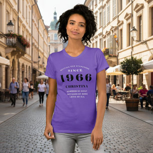 60th Birthday 1966 Purple Ladies Personalised T-Shirt