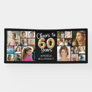 60th Birthday 20 Photo Collage Cheers to 60 Years Banner
