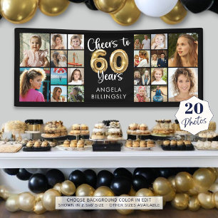 60th Birthday 20 Photo Collage Cheers to 60 Years Banner