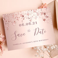 60th birthday 60 rose gold stars save the date