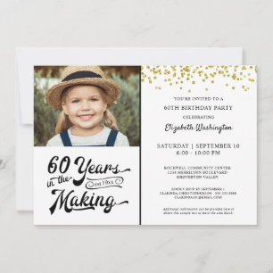 60th Birthday 60 YEARS IN THE MAKING Gold Confetti Invitation