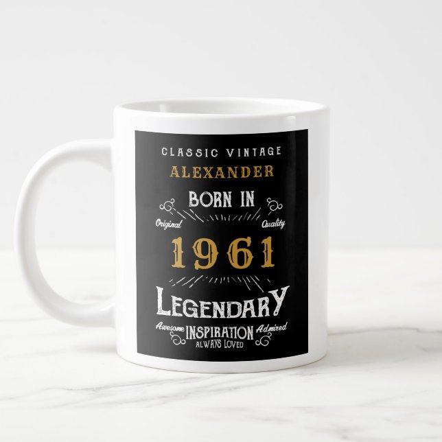 60th Birthday 60 years old Born in 1961 Legend Large Coffee Mug (Left)