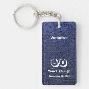 60th Birthday 60 Years Young Blue Dolls Keychain