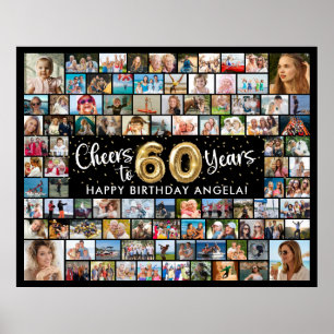 60th Birthday 92 Photos Black Gold Cheers To Year Poster