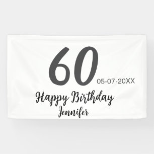 60th birthday add name date year black template go banner