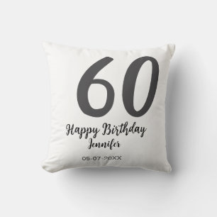 60th birthday add name date year black template go cushion