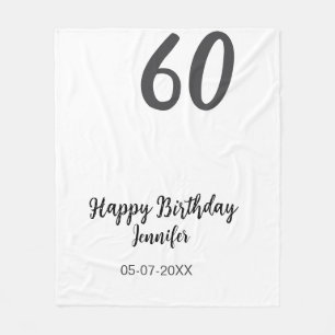 60th birthday add name date year black template go fleece blanket