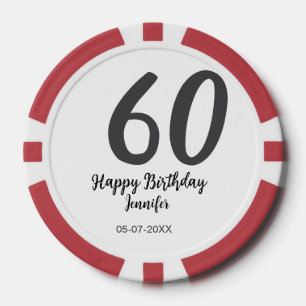 60th birthday add name date year black template go poker chips