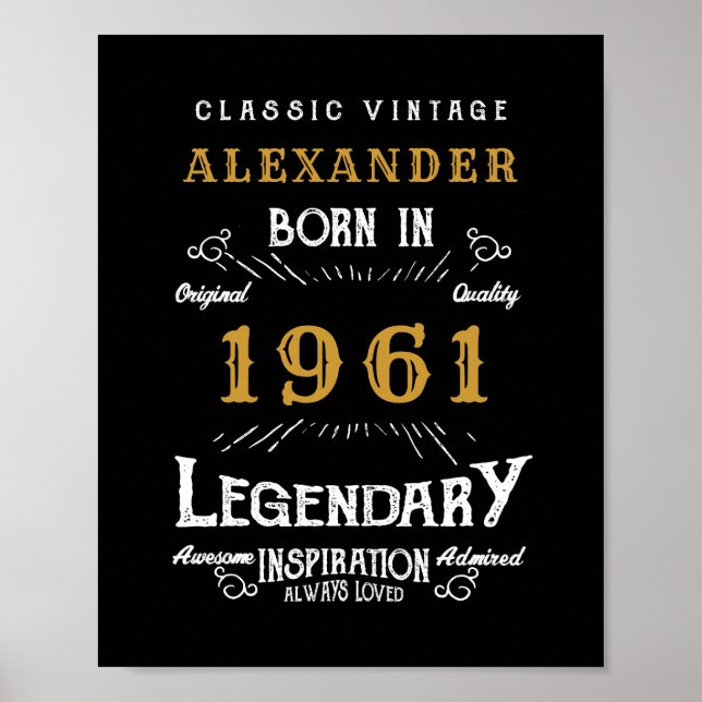 60th Birthday Add Your Name Born 1961 Legendary Poster (Front)