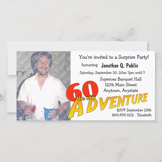 60th Birthday Adventure Party Photo Invitation (Front)