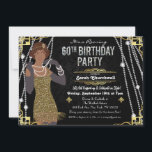60th Birthday African American  Flapper Girl   Invitation<br><div class="desc">Harlem Nights Harlem Renaissance Great Gatsby Art Deco 60th Birthday Fifty and Fabulous Invitation</div>