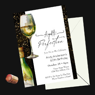 60th Birthday Aged to Perfection White Wine Invitation