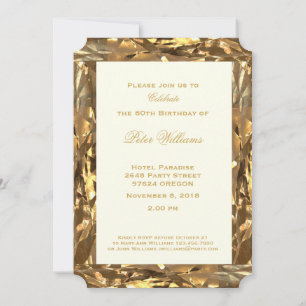 60th Birthday Anniversary Gold Ivory Elegant Invitation