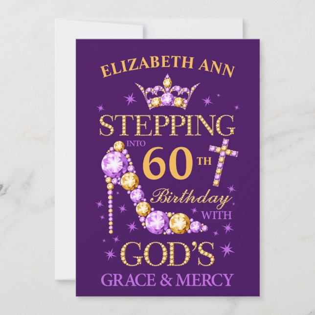 60th Birthday, any age, any name, editable Holiday Card (Front)