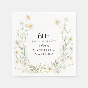 60th Birthday April Birth Month Flower Daisy Napkin
