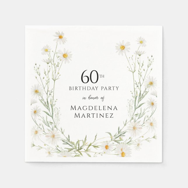60th Birthday April Birth Month Flower Daisy Napkin (Front)