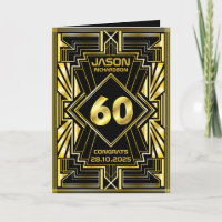 60th Birthday Art Deco Gold Black Great Gatsby