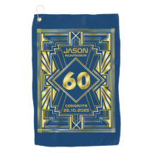60th Birthday Art Deco Gold Blue Great Gatsby