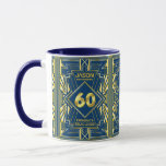 60th Birthday Art Deco Gold Blue Great Gatsby Mug<br><div class="desc">Celebrate your milestone birthday in style with this unique Art Deco-style,  Great Gatsby-inspired design featuring geometric shapes in bright gold over dark blue background. An elegant,  classy,  gender neutral look perfect for commemorating that special birthday with the jazz-infused taste of the Roaring Twenties.</div>