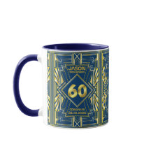 60th Birthday Art Deco Gold Blue Great Gatsby