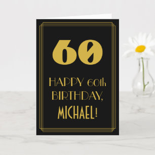 60th Birthday – Art Deco Inspired Look "60" & Name Card