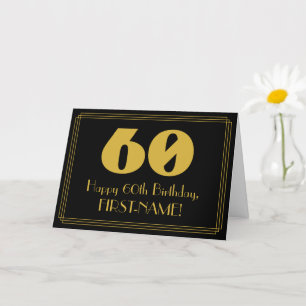 60th Birthday: Art Deco Inspired Look "60" & Name Card