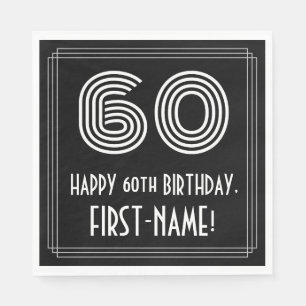 60th Birthday: Art Deco Inspired Look "60" + Name Napkin