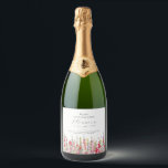 60th Birthday August Birth Flower Party Supplies  Sparkling Wine Label<br><div class="desc">Perfect table decor for an August birthday party. Pink gladiolus is the birth flower for that month. It forms a pretty watercolor bottom border on this floral personalised napkin. The birthday guest of honour's name, age and birthdate are placed above it using elegant calligraphy and typography. All text is editable....</div>