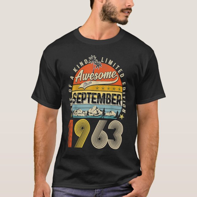 60th Birthday Awesome Since September 1963 T-Shirt (Front)